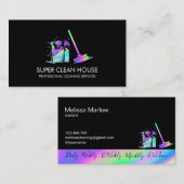 Maid Cleaning House Sparging Holografen Business C Visitekaartje (Voorkant / Achterkant)