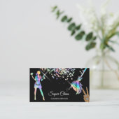 Maid Cleaning House Sparging Holografen Business C Visitekaartje (Staand voorkant)