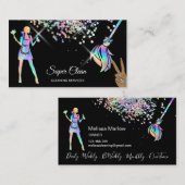 Maid Cleaning House Sparging Holografen Business C Visitekaartje (Voorkant / Achterkant)