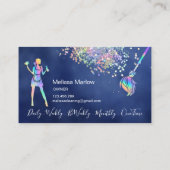 Maid Cleaning House Sparging Holografen Business C Visitekaartje (Achterkant)