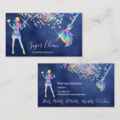 Maid Cleaning House Sparging Holografen Business C Visitekaartje (Voorkant / Achterkant)