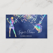 Maid Cleaning House Sparging Holografen Business C Visitekaartje (Voorkant)