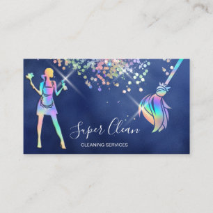 Maid Cleaning House Sparging Holografen Business C Visitekaartje