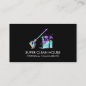 Maid Cleaning House Sparging Holografen Business C Visitekaartje (Voorkant)