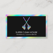 Maid Cleaning House Sparging Holografen Business C Visitekaartje (Voorkant)