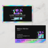 Maid Cleaning House Sparging Holografen Business C Visitekaartje (Voorkant / Achterkant)