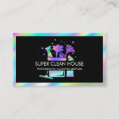 Maid Cleaning House Sparging Holografen Business C Visitekaartje (Voorkant)