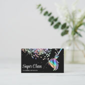 Maid Cleaning House Sparging Holografen Business C Visitekaartje (Staand voorkant)