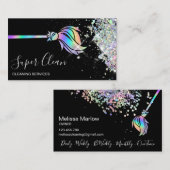 Maid Cleaning House Sparging Holografen Business C Visitekaartje (Voorkant / Achterkant)