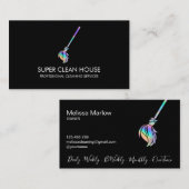 Maid Cleaning House Sparging Holografen Business C Visitekaartje (Voorkant / Achterkant)