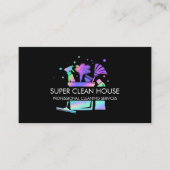Maid Cleaning House Sparging Holografen Business C Visitekaartje (Voorkant)