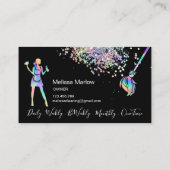 Maid Cleaning House Sparging Holografen Business C Visitekaartje (Achterkant)