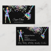 Maid Cleaning House Sparging Holografen Business C Visitekaartje (Voorkant / Achterkant)