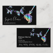 Maid Cleaning House Sparging Holografen Business C Visitekaartje (Voorkant / Achterkant)