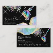 Maid Cleaning House Sparging Holografen Opal Busin Visitekaartje (Voorkant / Achterkant)