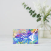 Maid Cleaning House Sparging Holografen Opal Busin Visitekaartje (Staand voorkant)