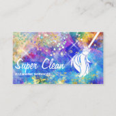 Maid Cleaning House Sparging Holografen Opal Busin Visitekaartje (Voorkant)