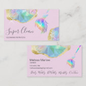 Maid Cleaning House Sparging Holografen Opal Busin Visitekaartje (Voorkant / Achterkant)