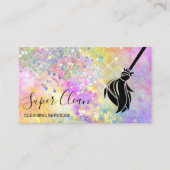 Maid Cleaning House Sparging Holografen Opal Busin Visitekaartje (Voorkant)