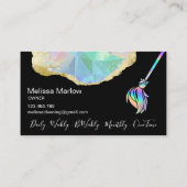 Maid Cleaning House Sparging Holografen Opal Visitekaartje (Achterkant)