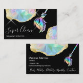 Maid Cleaning House Sparging Holografen Opal Visitekaartje (Voorkant / Achterkant)