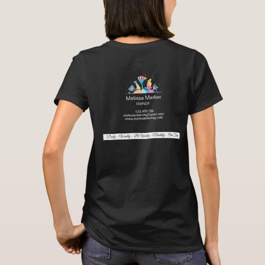 Maid Cleaning House Sparging Holografen T-shirt (Achterkant)