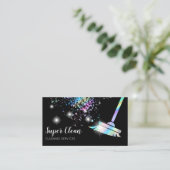 Maid Cleaning House Sparging Holografen Visitekaartje (Staand voorkant)