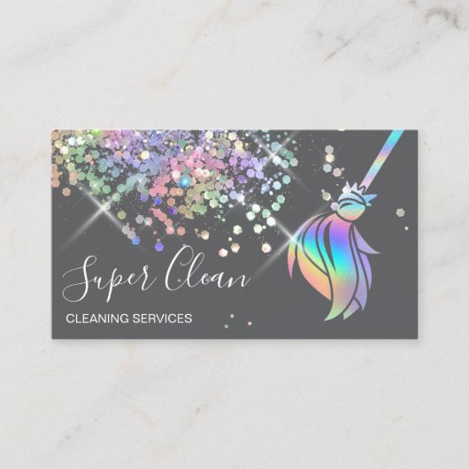 Maid Cleaning House Sparging Holografen Visitekaartje (Voorkant)