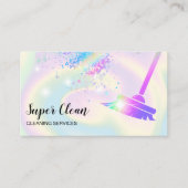 Maid Cleaning House Sparging Holografen Visitekaartje (Voorkant)