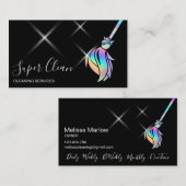 Maid Cleaning House Sparging Holografen Visitekaartje (Voorkant / Achterkant)