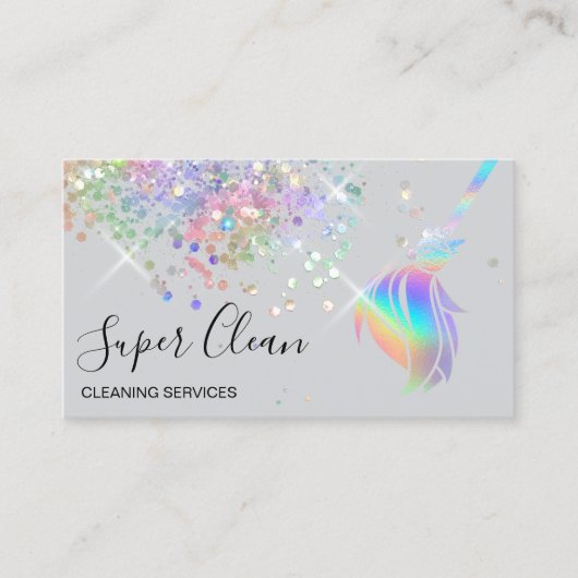 Maid Cleaning House Sparging Holografen Visitekaartje (Voorkant)