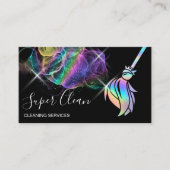 Maid Cleaning House Sparging Holografen Visitekaartje (Voorkant)