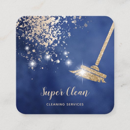 Maid Cleaning House Sparking Dripping Gold Square Vierkante Visitekaartje (Voorkant)
