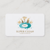 Maid Cleaning House Sparking Gold Monogram Busin Visitekaartje (Voorkant)