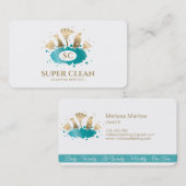 Maid Cleaning House Sparking Gold Monogram Busin Visitekaartje (Voorkant / Achterkant)