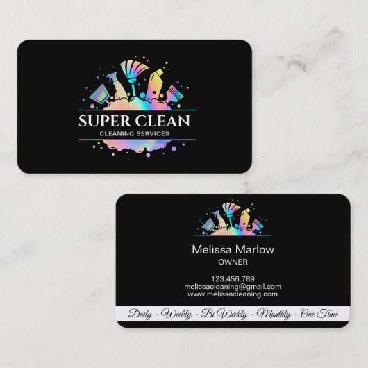 Maid Cleaning House Sparking Holographic Business Visitekaartje (Voorkant / Achterkant)