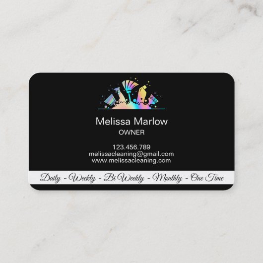 Maid Cleaning House Sparking Holographic Business Visitekaartje (Achterkant)