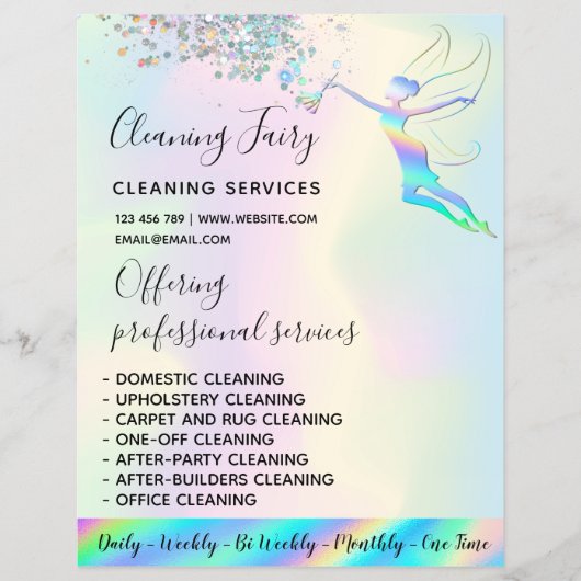 Maid Cleaning House Sparking Holographic Flyer (Voorkant)