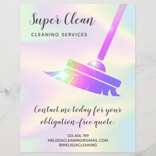 Maid Cleaning House Sparking Holographic Flyer (Achterkant)