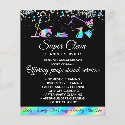 Maid Cleaning House Sparking Holographic Flyer (Voorkant)