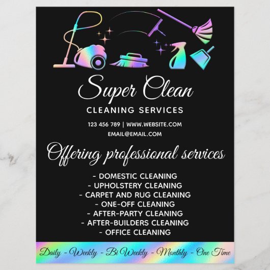 Maid Cleaning House Sparking Holographic Flyer (Voorkant)