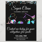 Maid Cleaning House Sparking Holographic Flyer (Achterkant)