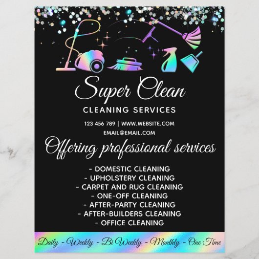 Maid Cleaning House Sparking Holographic Flyer (Voorkant)