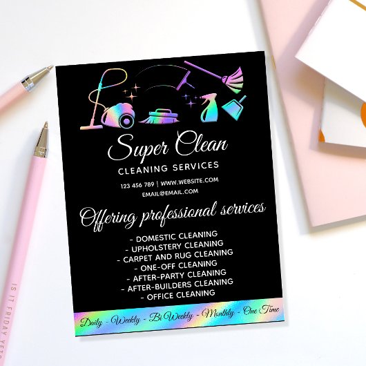 Maid Cleaning House Sparking Holographic Flyer