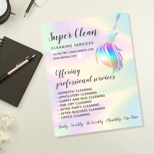 Maid Cleaning House Sparking Holographic Flyer