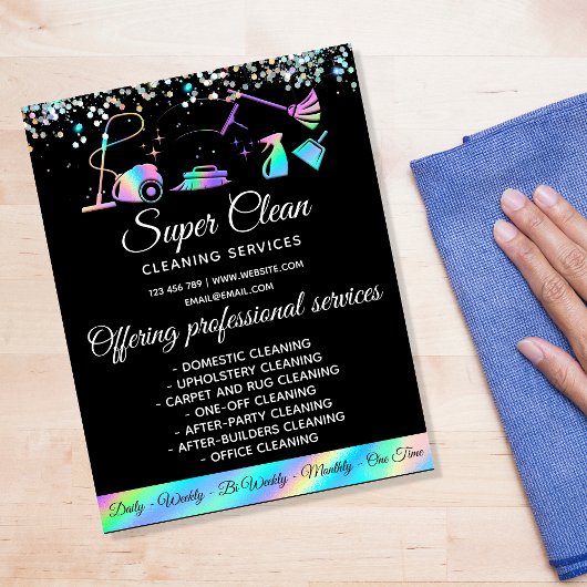 Maid Cleaning House Sparking Holographic Flyer
