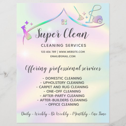 Maid Cleaning House Sparking Holographic Flyer (Voorkant)