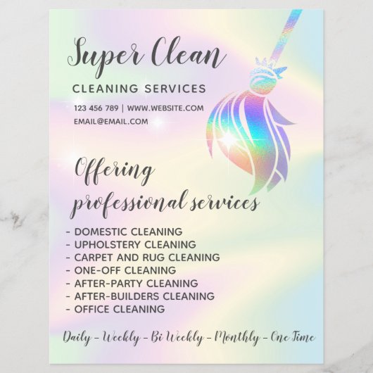 Maid Cleaning House Sparking Holographic Flyer (Voorkant)