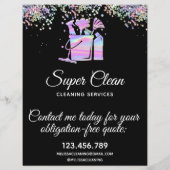 Maid Cleaning House Sparking Holographic Flyer (Achterkant)