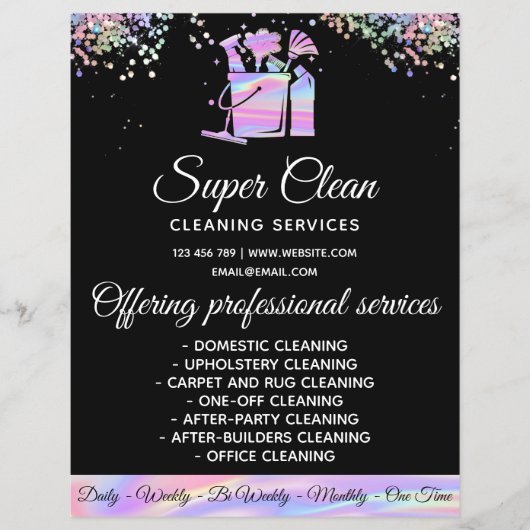 Maid Cleaning House Sparking Holographic Flyer (Voorkant)